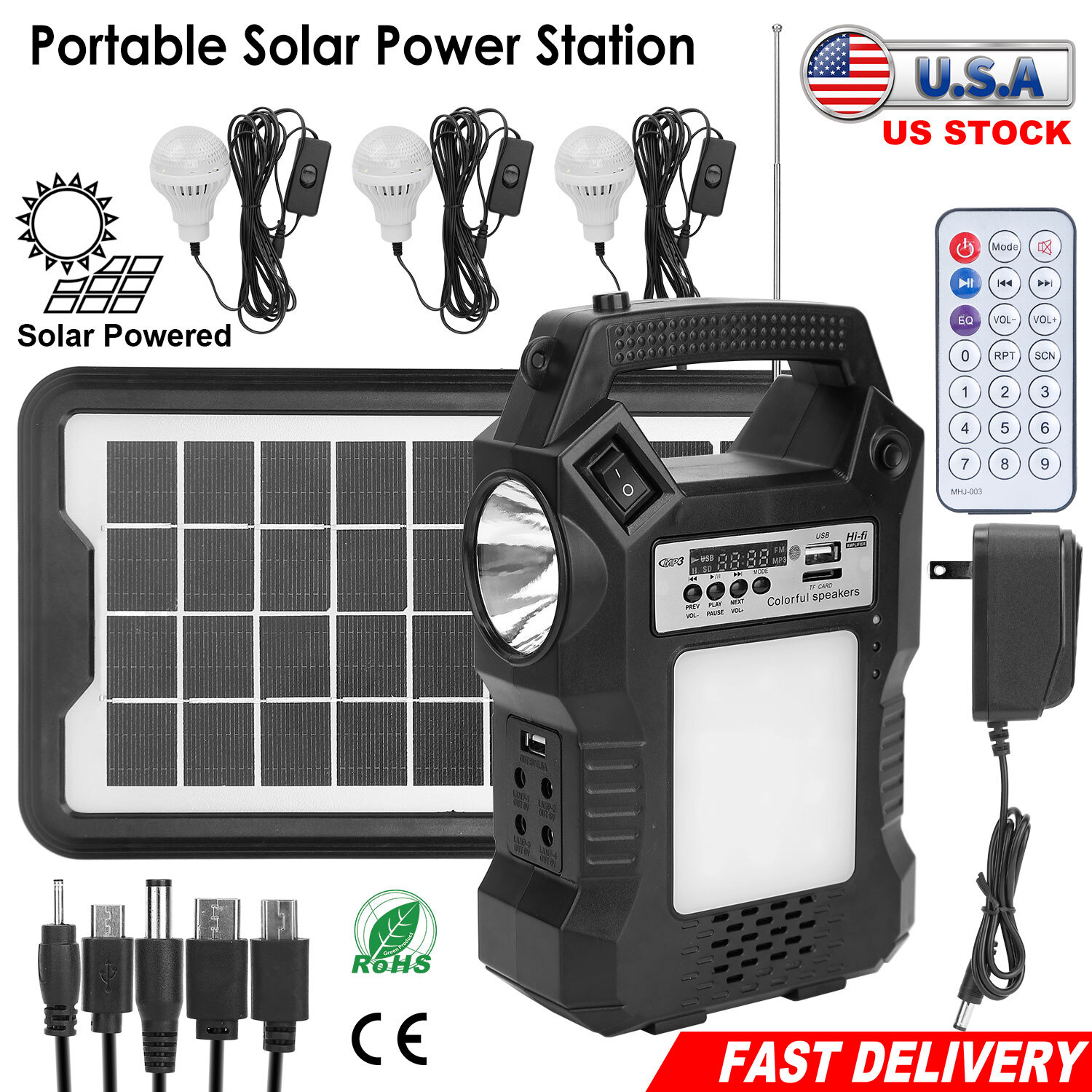 Solar Power Station Generator Panel Power Bank Outlet Camping Emergency Portable