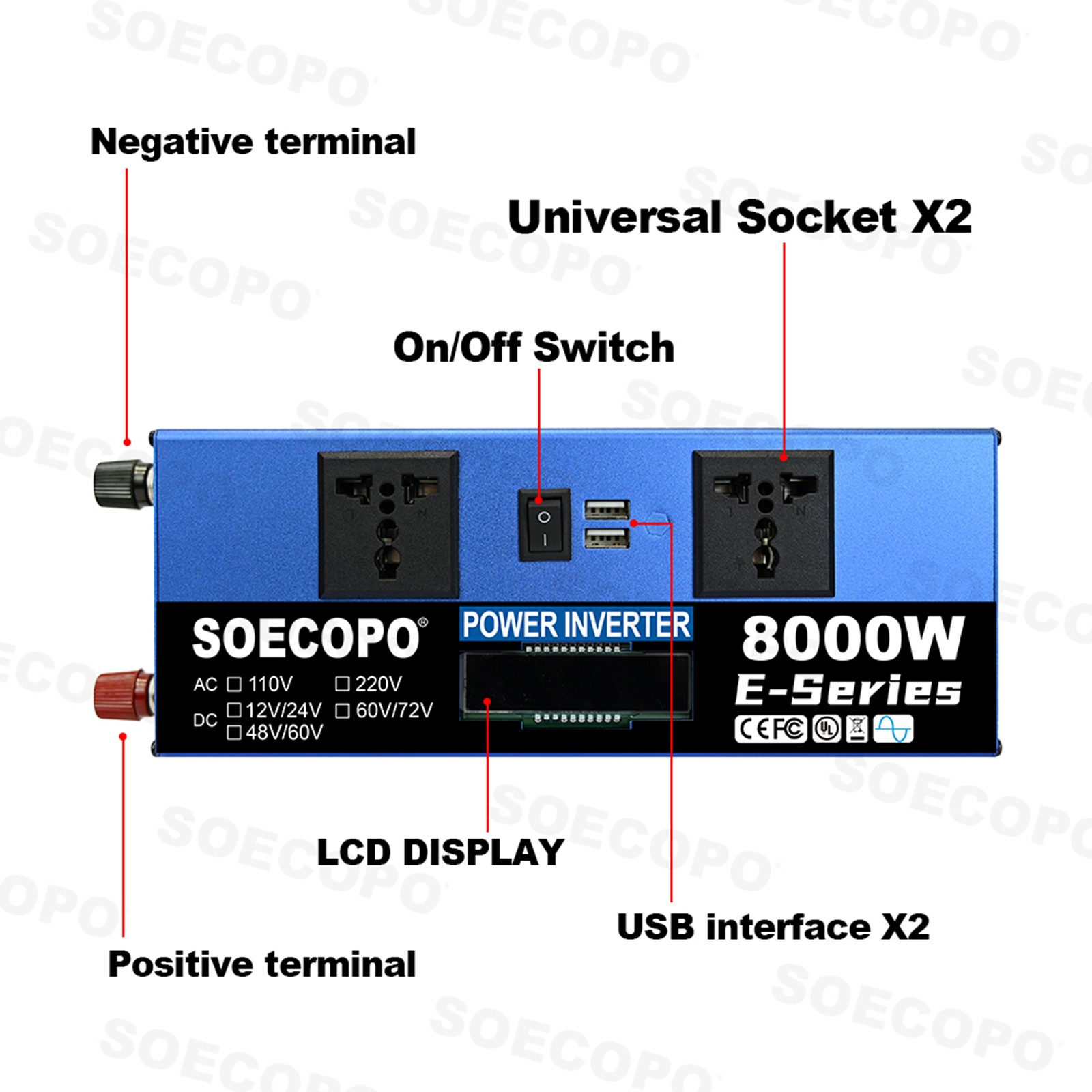 8000W Off-Grid Solar (12V/24V to 110V/220V) 2pcs Solar Panels,Charge Controller