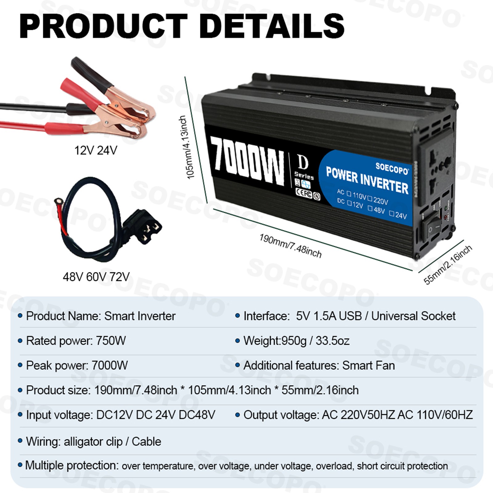 7000W Off-Grid Solar Kit 7000W Inverter 2pcs 300W Solar Panels 12V to 110V