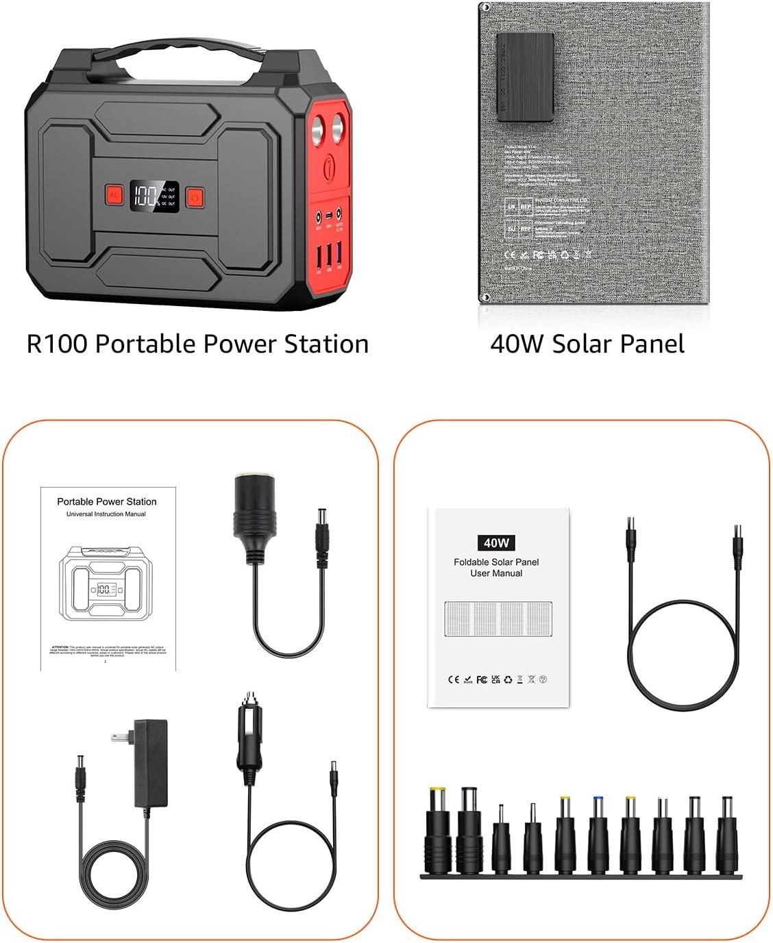 Compact 100W Rated Solar Power Bank with Solar Panels & Multiple Charging Ports
