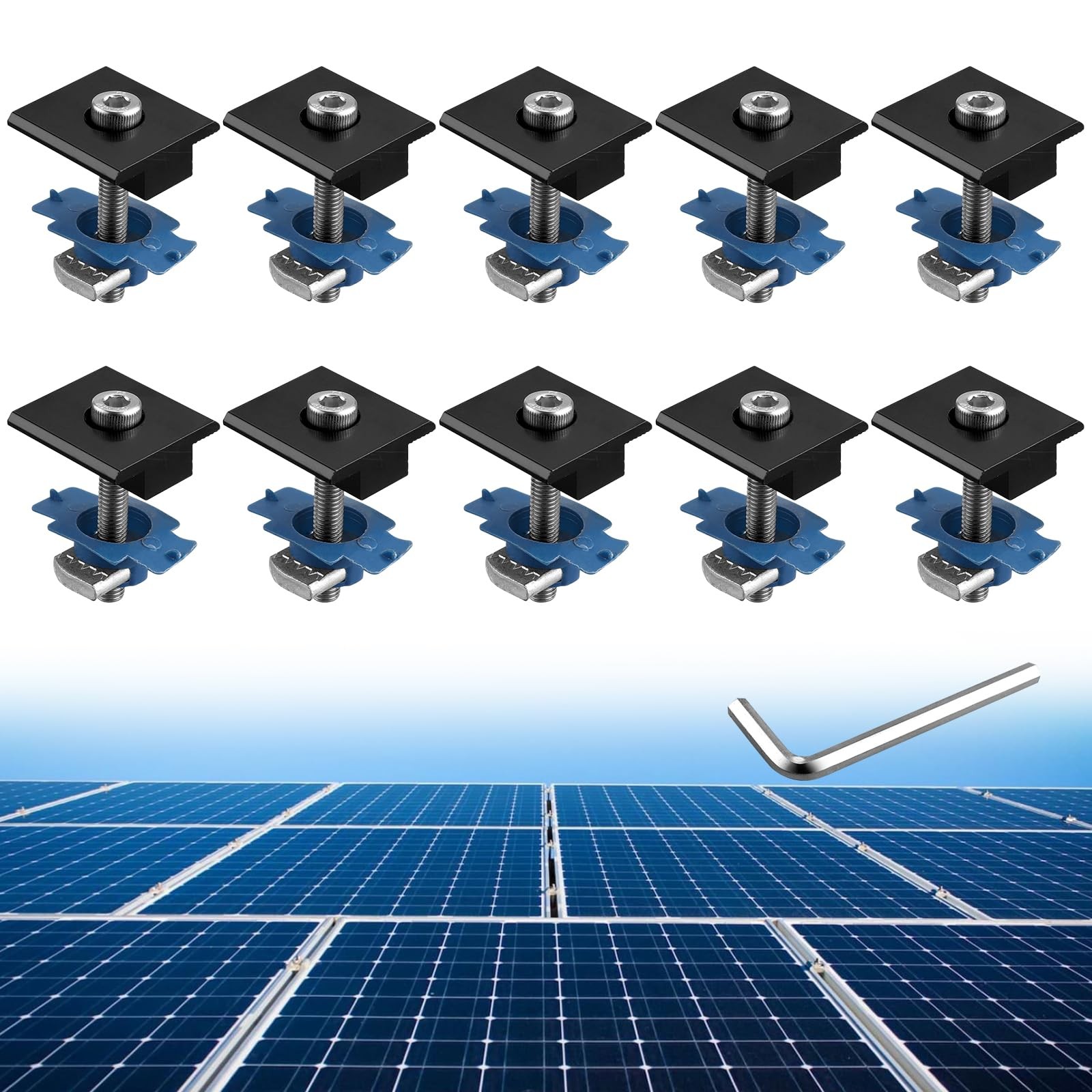 10pcs Solar Panels Mid Clamps for Unistrut, Aluminium Solar Panel Brackets 30…
