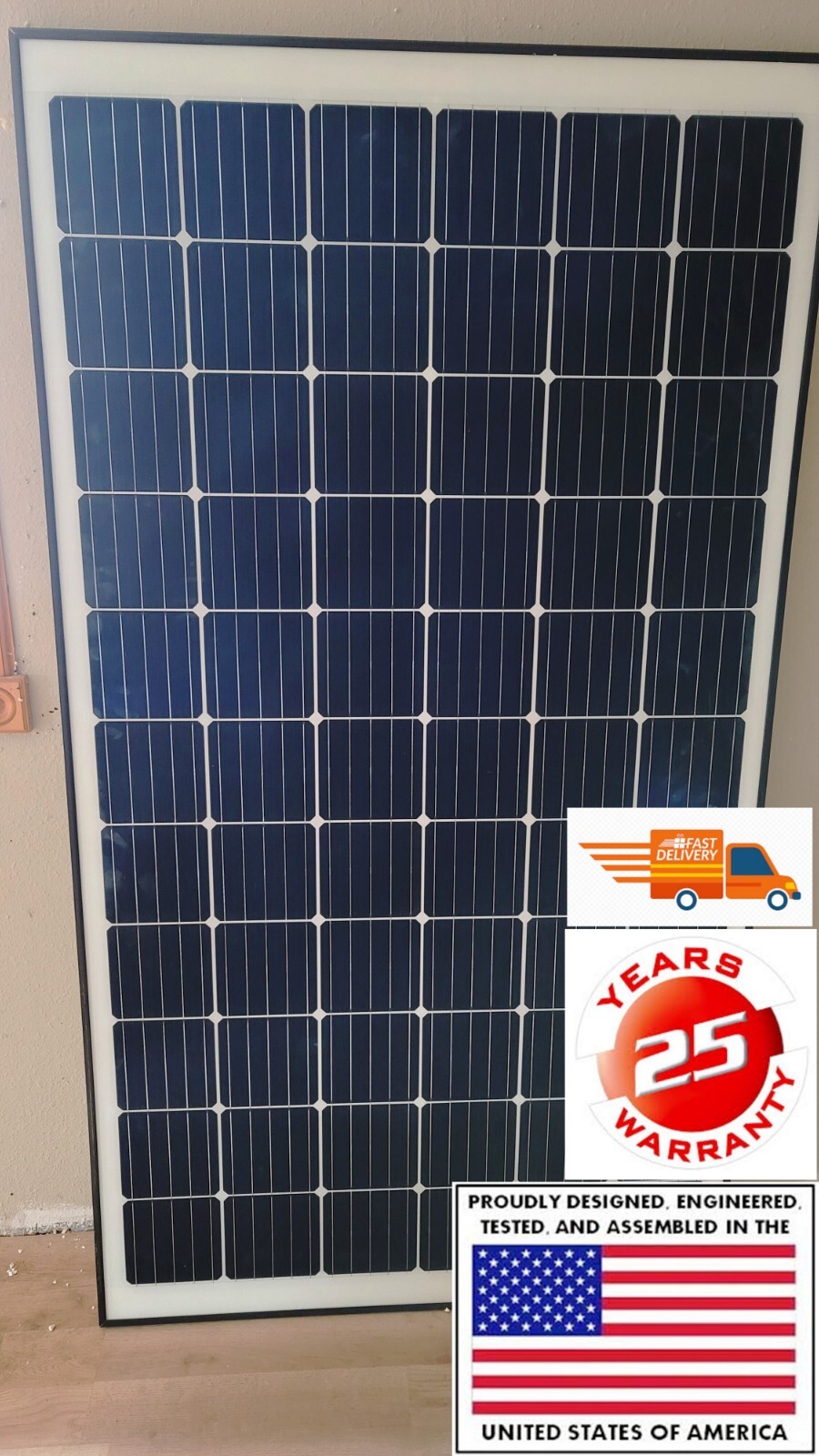 25- 375W SOLAR PANEL 12 V AMERICAN MADE 22.7% CELLS PERFECT FOR NEW RV’S 20 amp