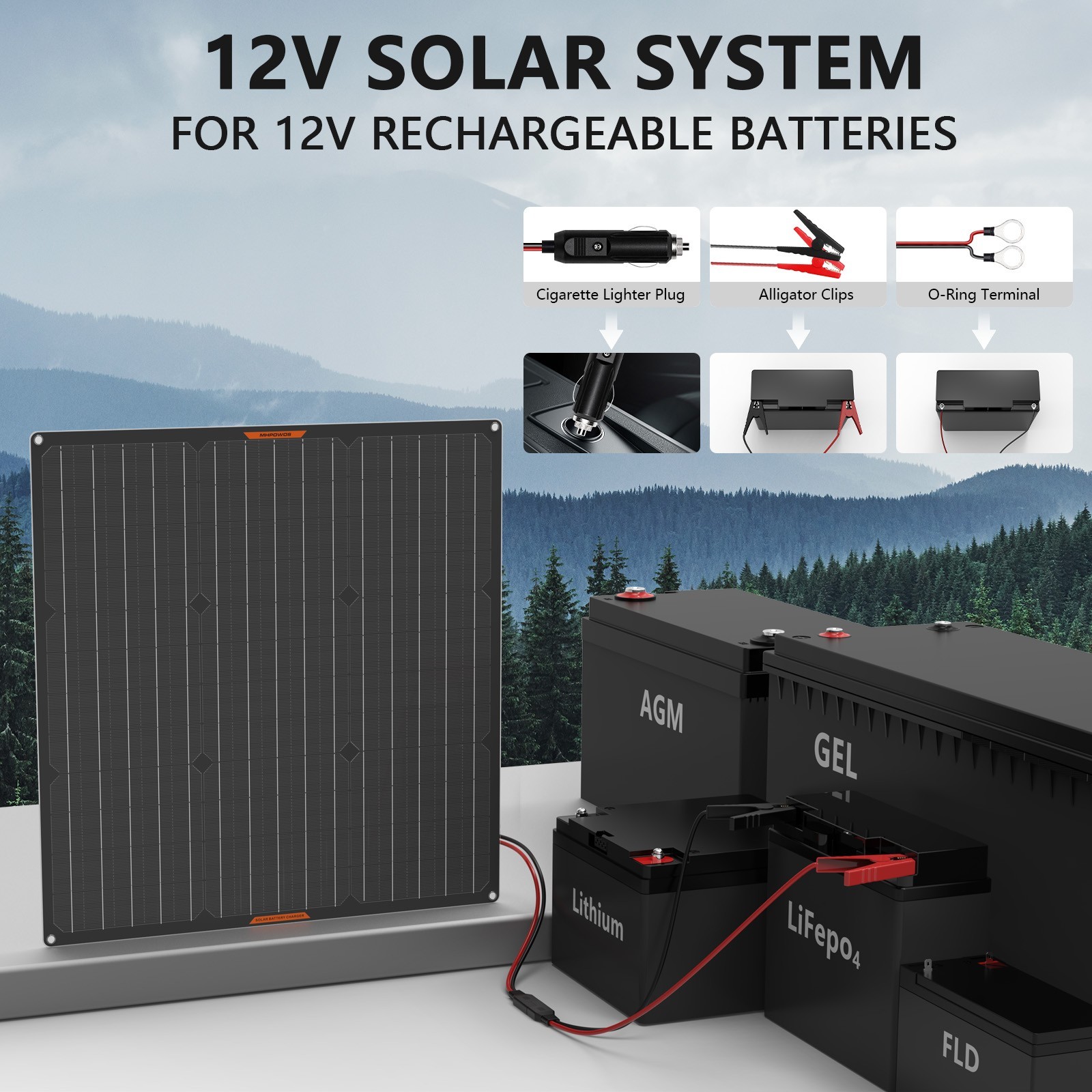 50 watt Solar Panel Kit 12V Battery Solar Trickle Charger for Car Boat RV