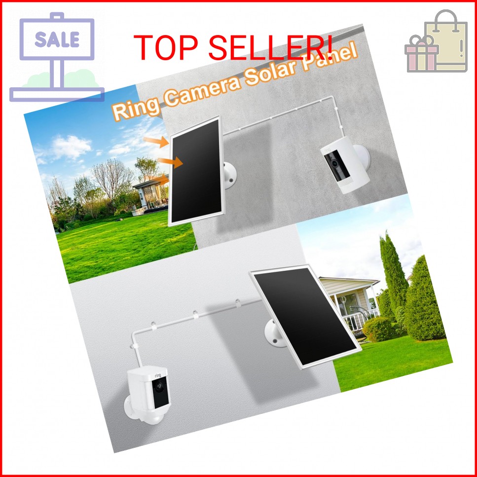 Solar Panel Charger for Ring Camera, Compatible with Ri ng Stick Up Cam Battery,