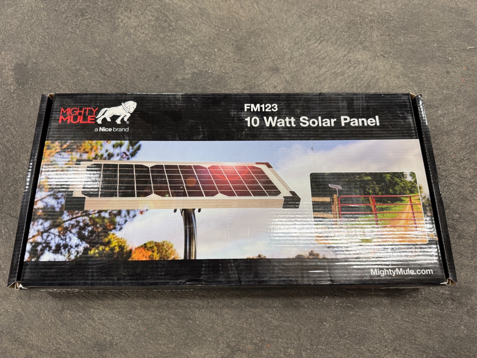 Mighty Mule FM123 Solar Panel Kit (10 Watt Gate Opener Accessory) NEW