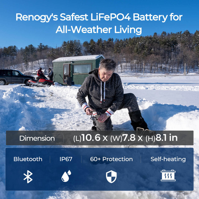 Renogy 12V 100Ah Battery Bluetooth Self-Heating LiFePO4 Open Box