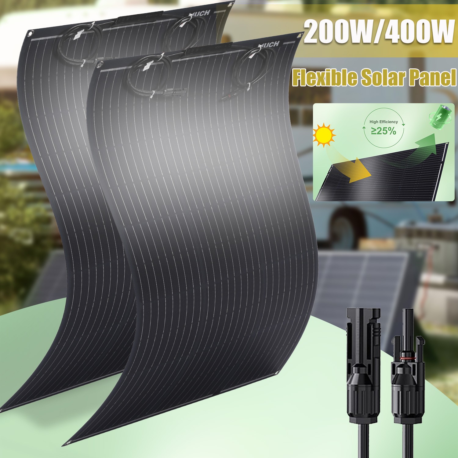 200W High Efficiency Solar Panel Mono Home RV Rooftop Camping Off-Grid US New