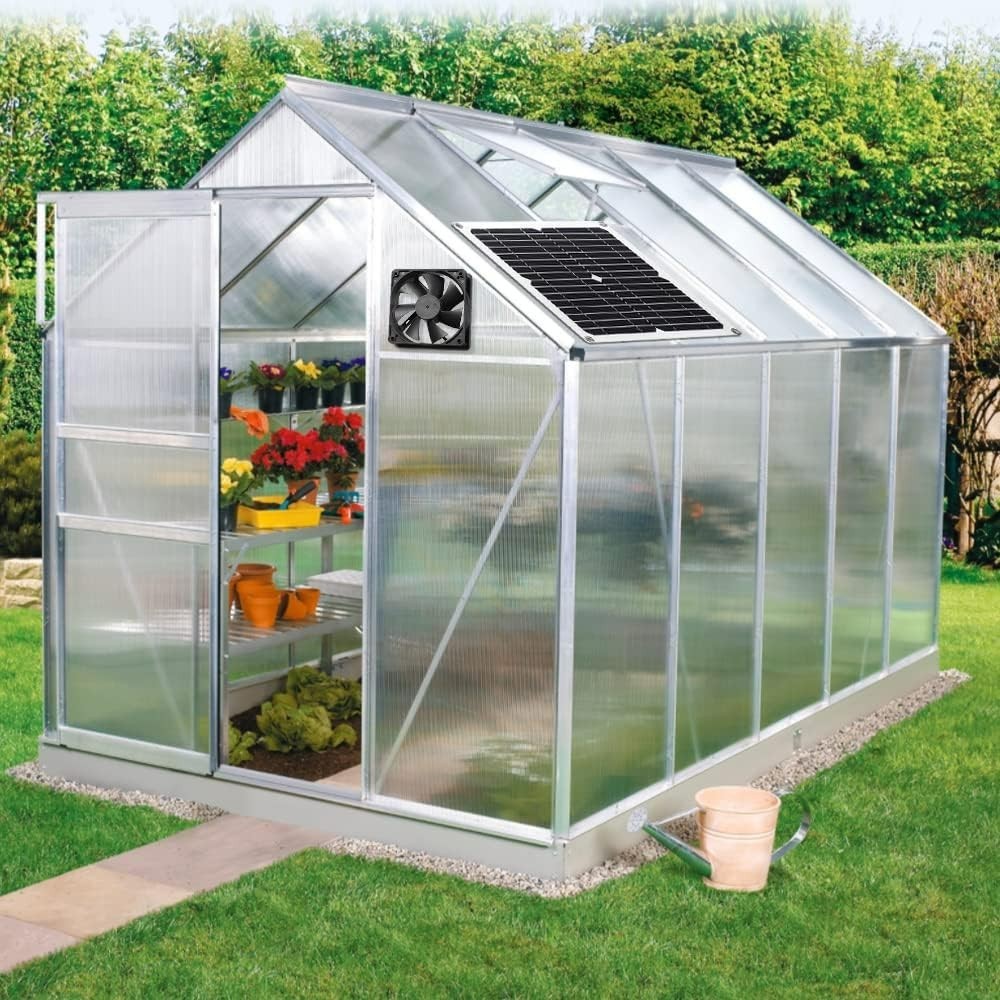 Eco-Friendly 12W Solar Panel Fan Kit for Livestock and Garden Ventilation