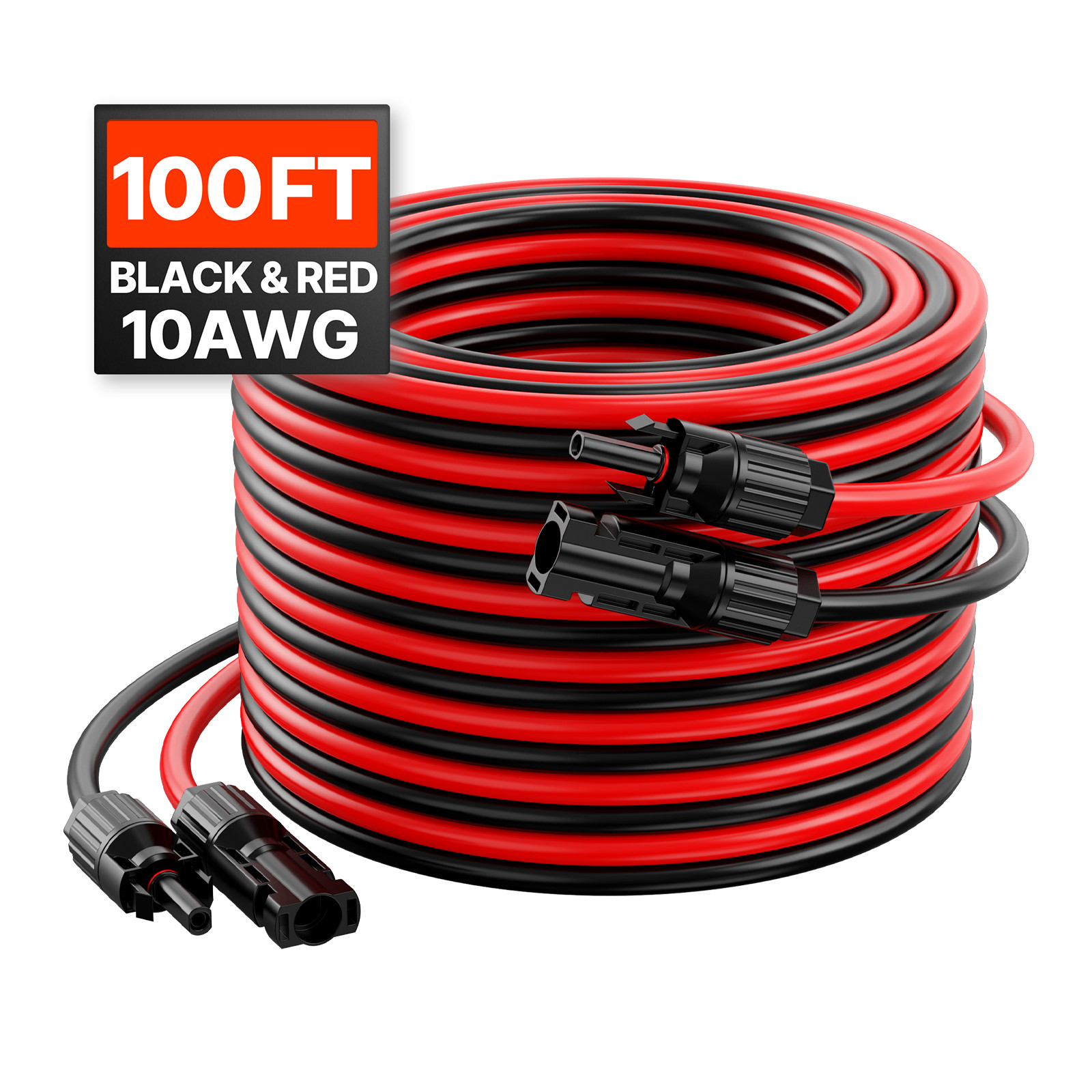 100FT Solar Panel Extension Wire Female & Male Connectors 10AWG Set of 2