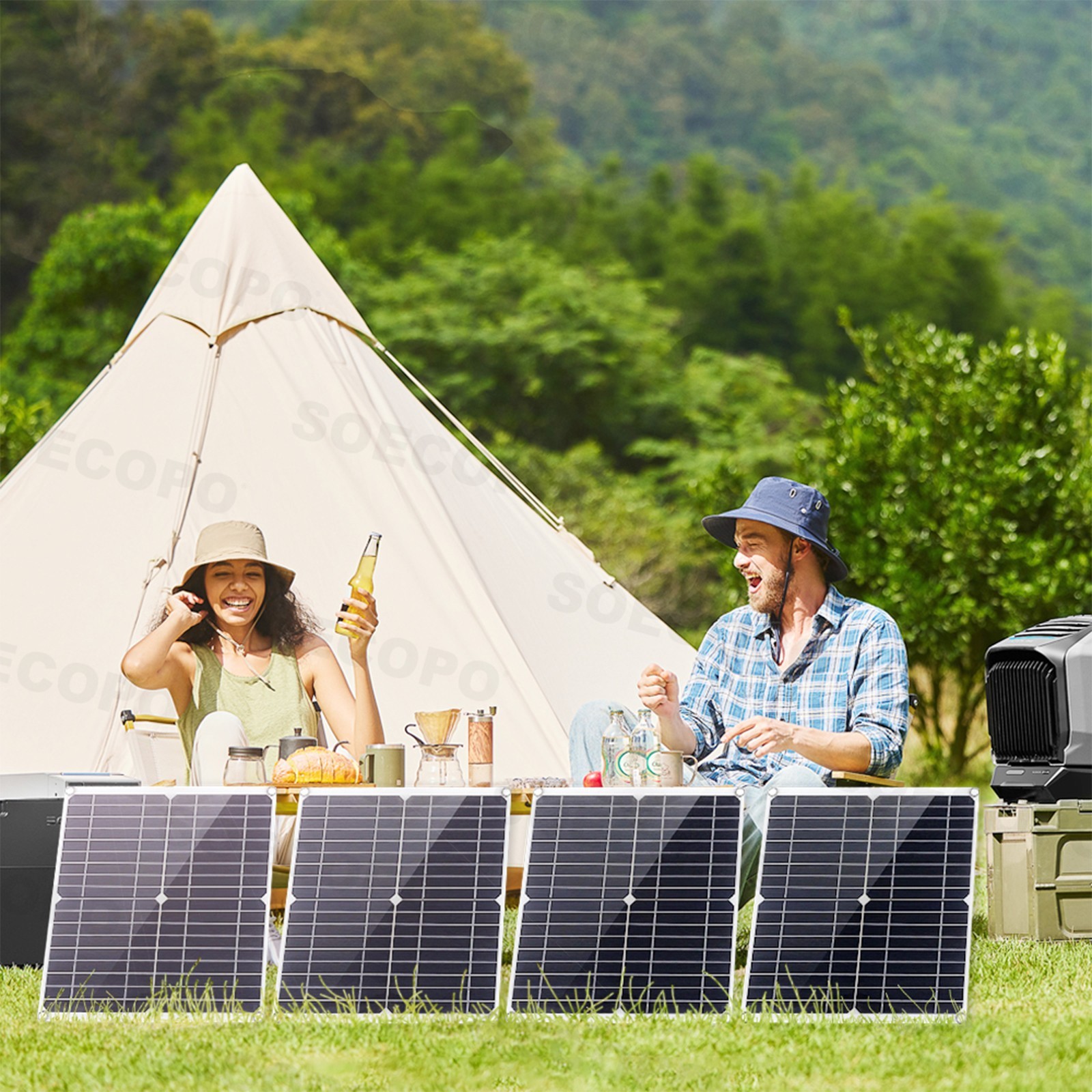 1200W Solar Panel Combo – 4 x 300W + 100A Controller + Y-Cable + Suction Cupsl