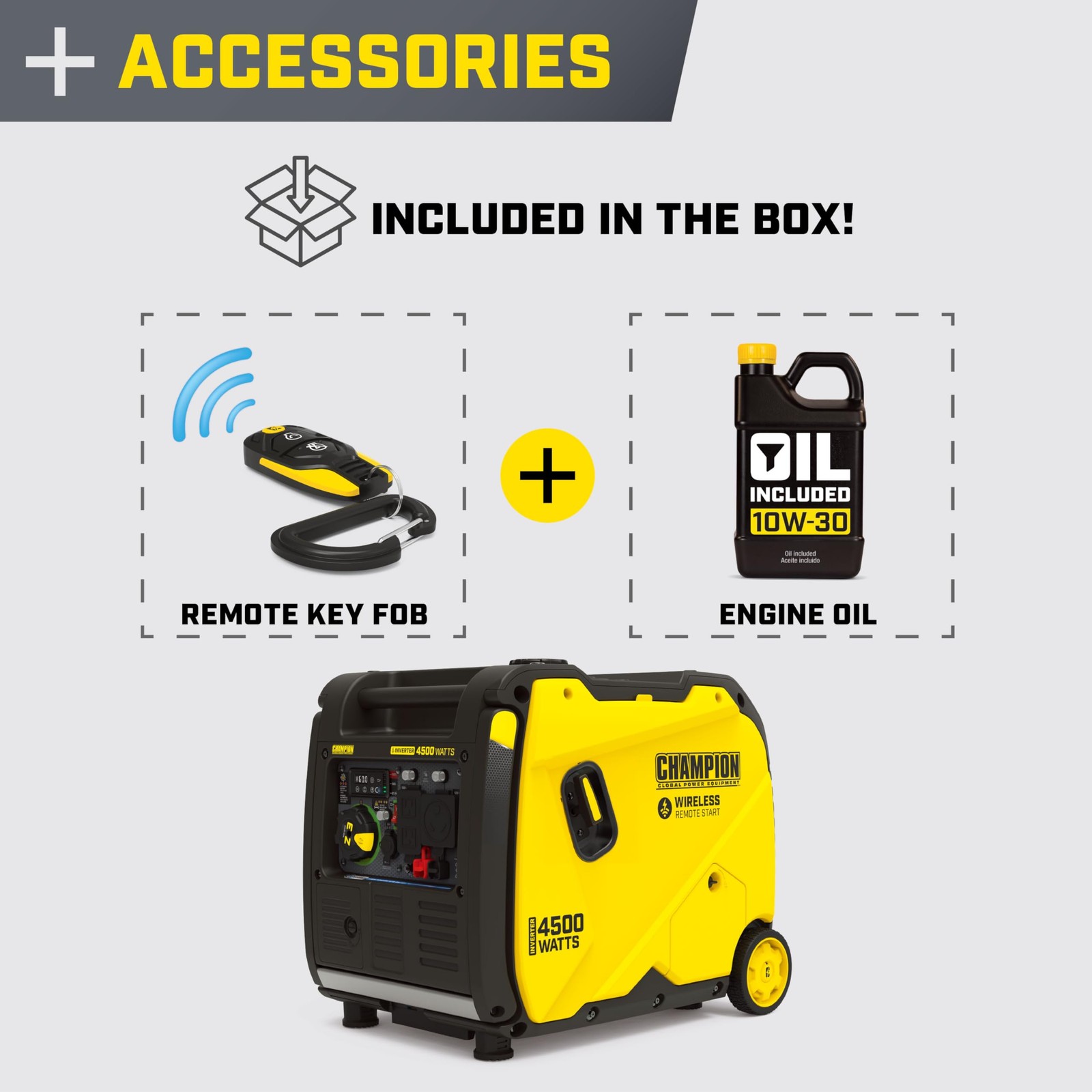 Champion Power Equipment 4500-Watt Wireless Remote Start Inverter Generator w…