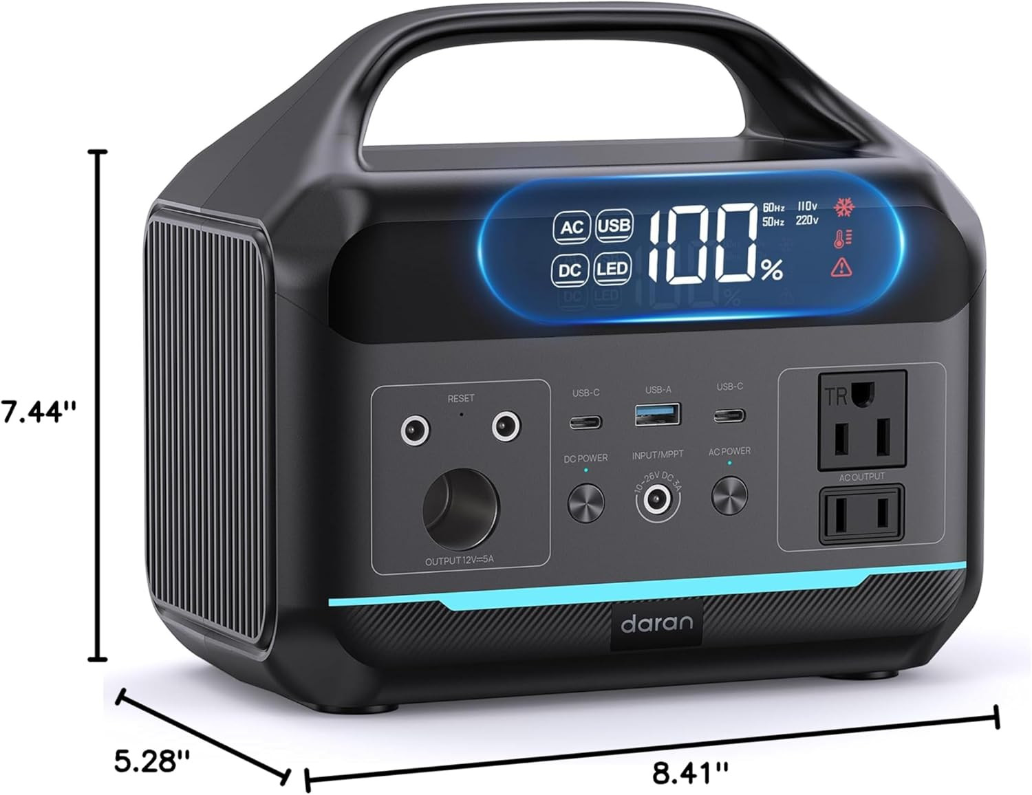 Portable Power Station 300W, 192Wh Lifepo4 Battery, Solar Generator with 110V AC