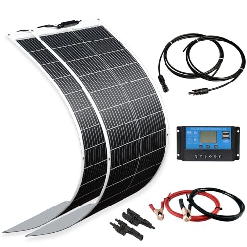 Solar Panel 12V Flexible System Kit,2X100W Monocrystalline Fiberglass 200W