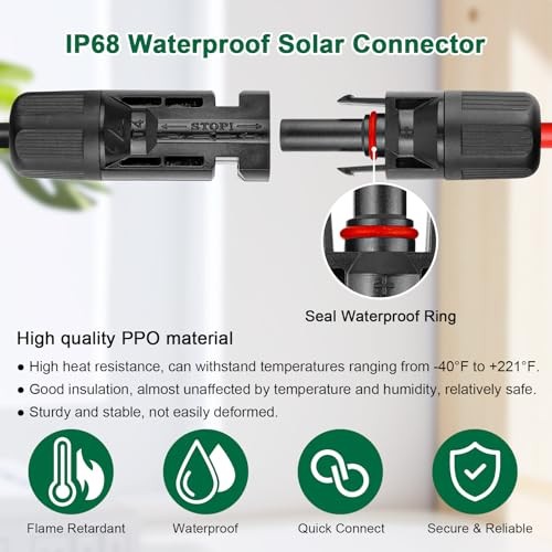 10AWG Solar Cable 50FT Extension Cord PV Wire Waterproof
