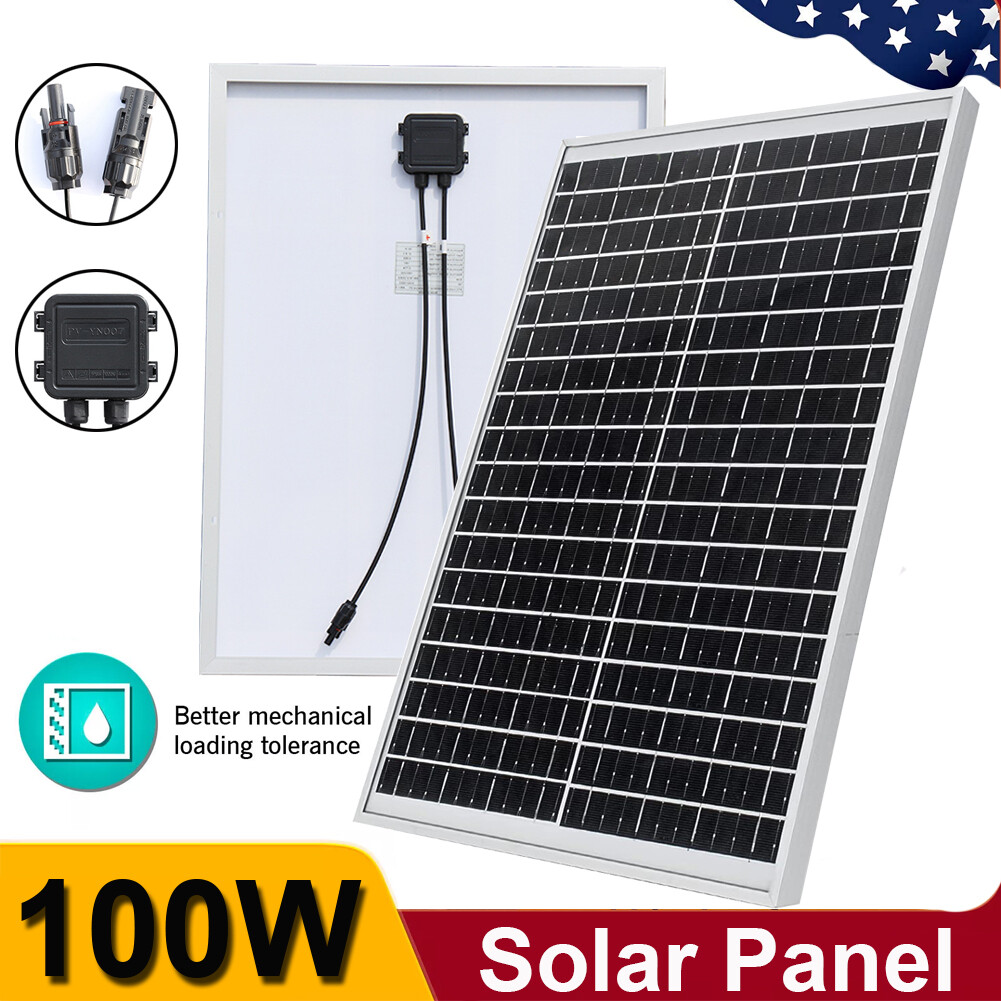 100 Watt Solar Panels Monocrystalline Solar Panel for 12V Battery RV Marine Boat