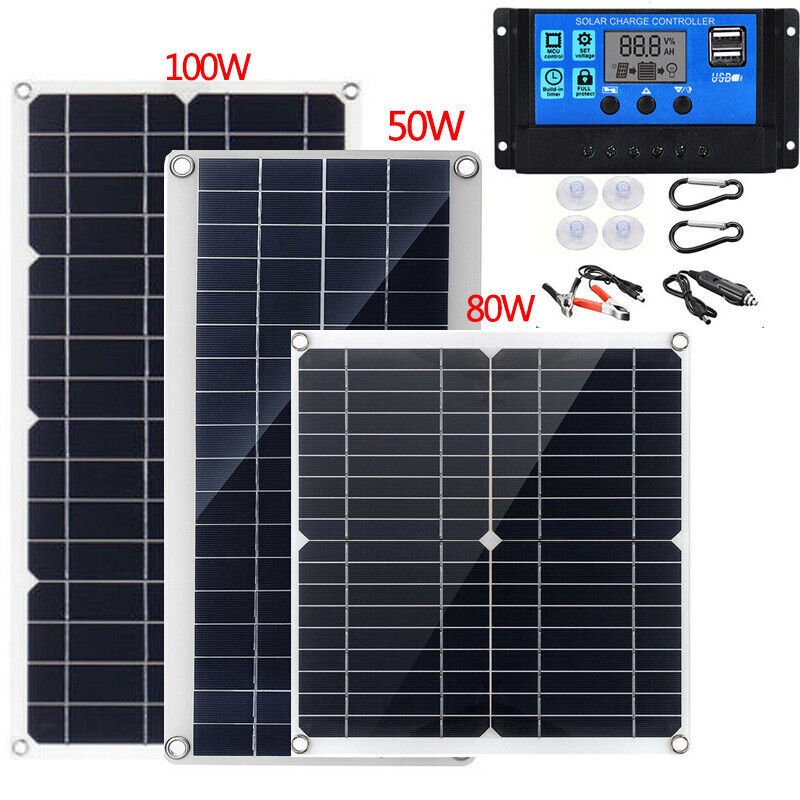 100W Solar Panel Kit 12V Solar Battery Charger for Car Boat Trolling Tractor RV