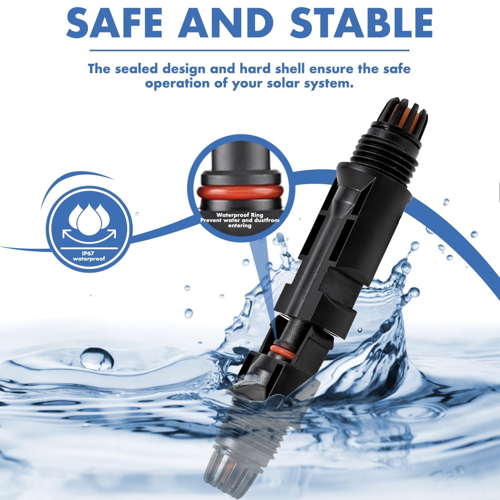 16 PCS Solar Panel Connectors, Male/Female IP67 Waterproof 1000V 30A Solar Ca…
