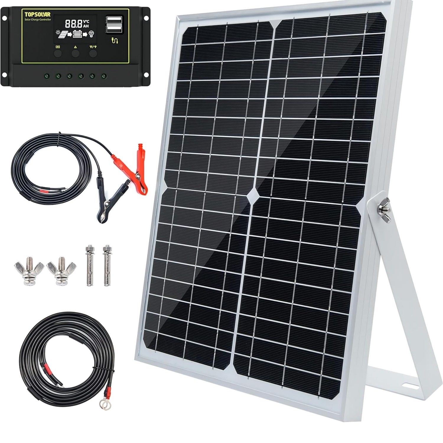 30W 12V/24V Solar Panel Kit, Monocrystalline Solar Battery Trickle Charger Ma…