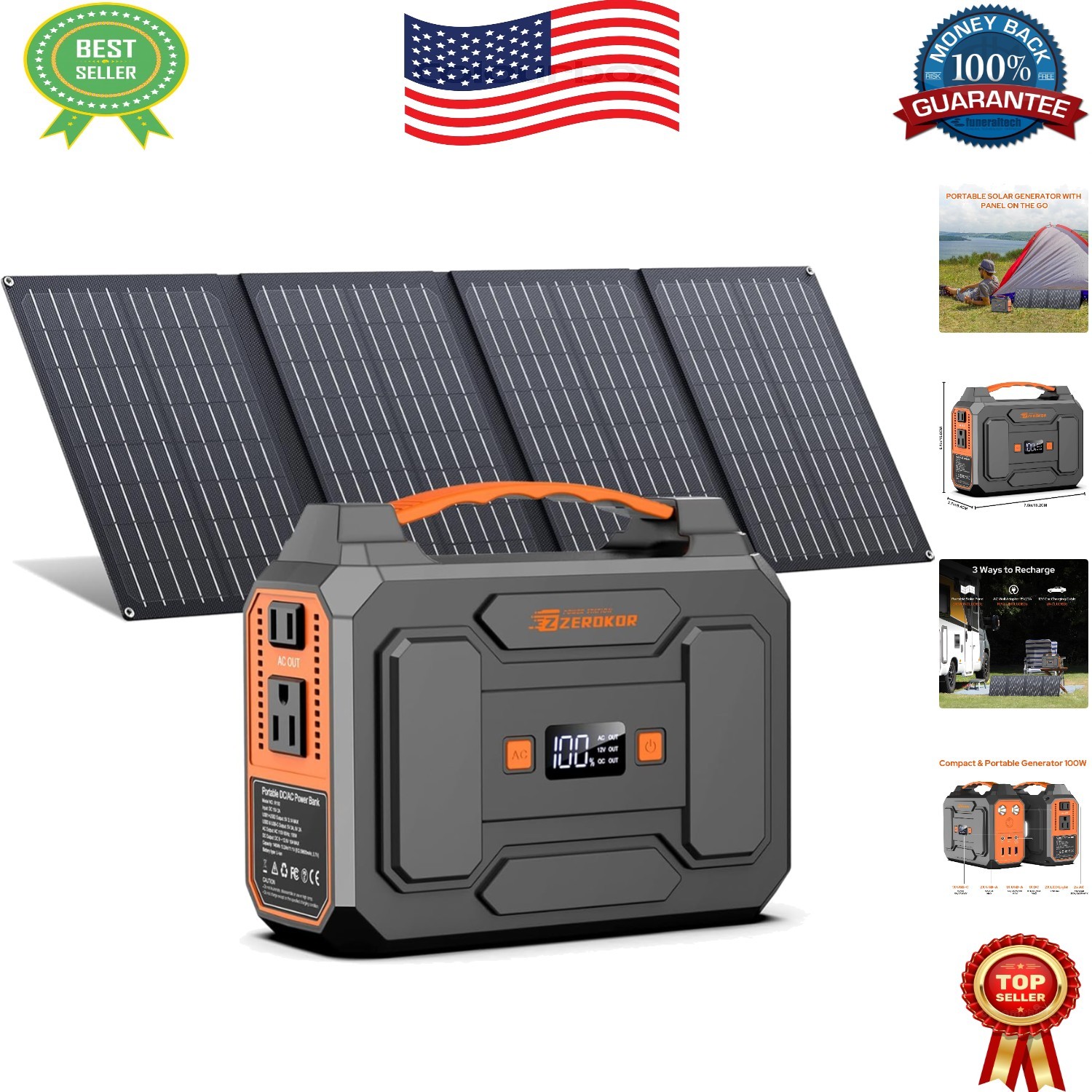 146Wh Camping Solar Power Bank with Foldable 40W Panel – Ideal for Emergencies