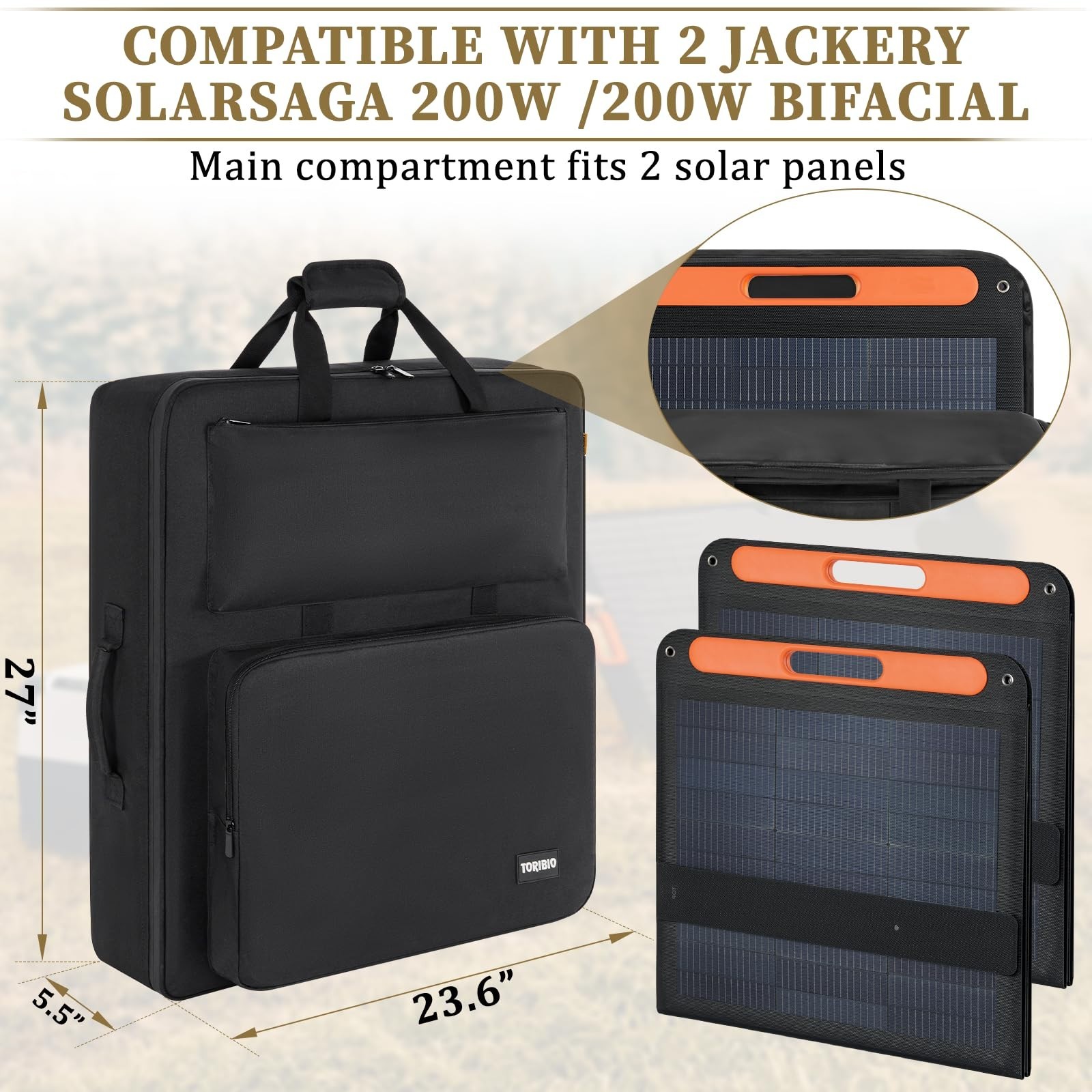 Portable Solar Panel Travel Bag – Water-Resistant Padded Case for 100W/200W Pane