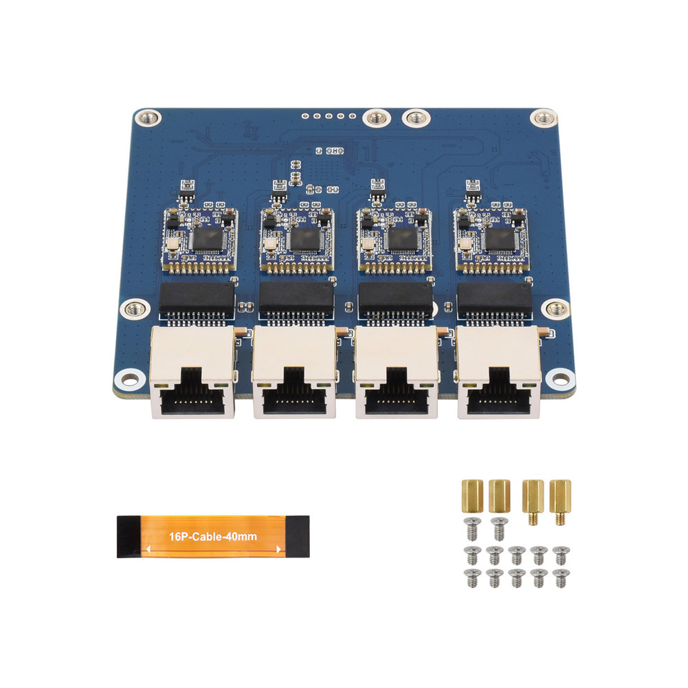 4-Port Gigabit Ethernet Adapter Board for Raspberry Pi 5 91.5mm x 85mm Size