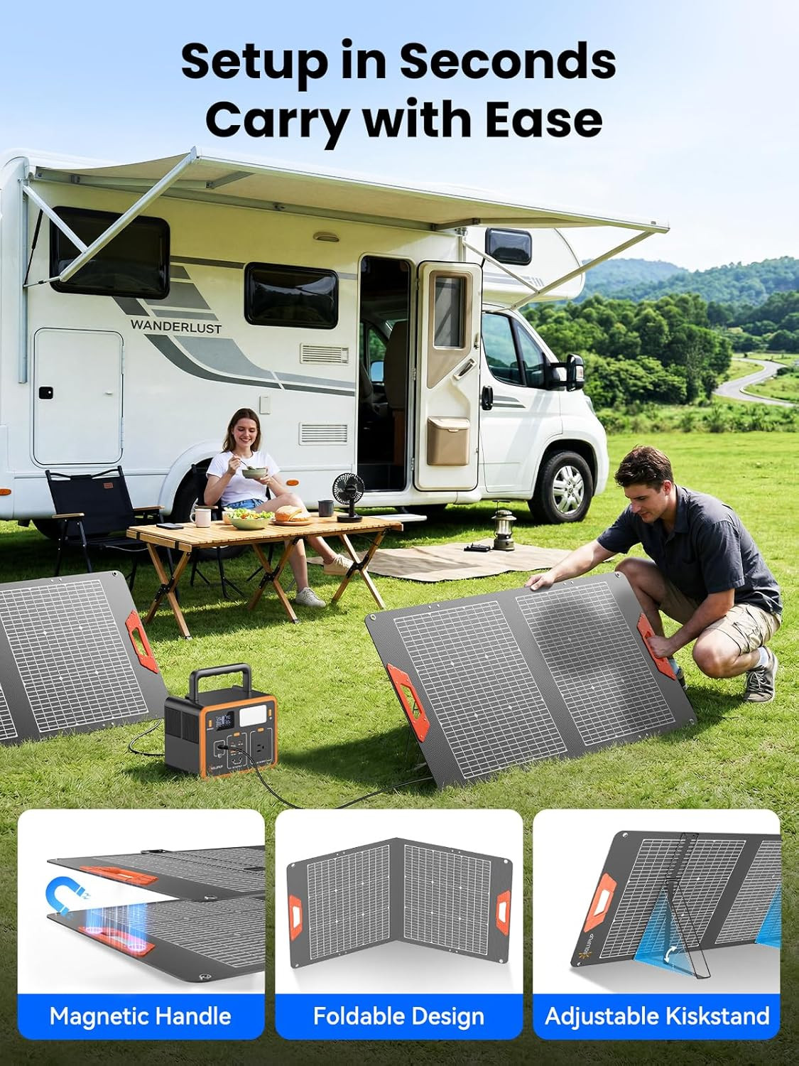 100W Portable Solar Panel for Power Station – 24% Efficiency Bifacial Solar Pane