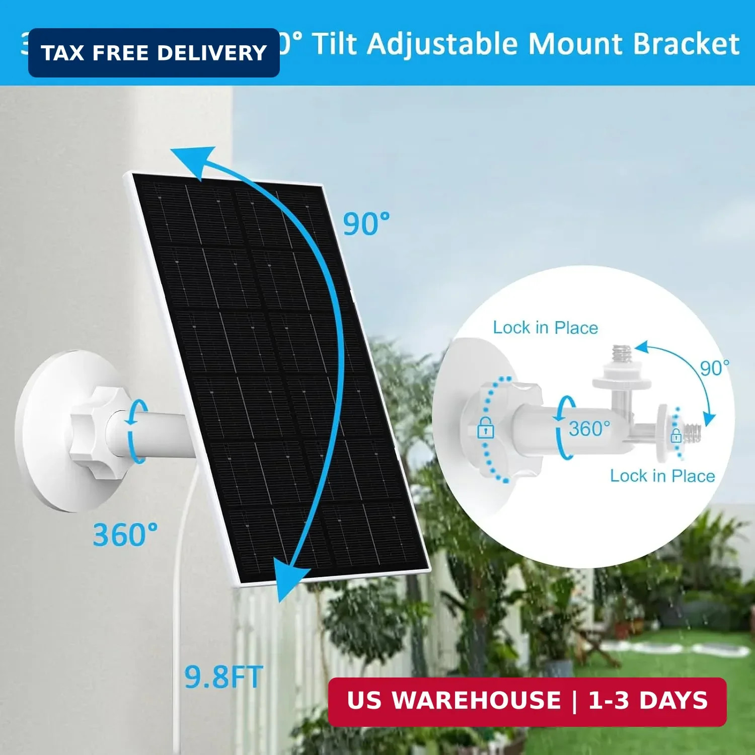 Zivif USB Solar Panel for Security Camera, 4W Solar Charger for Rechargeable Bat