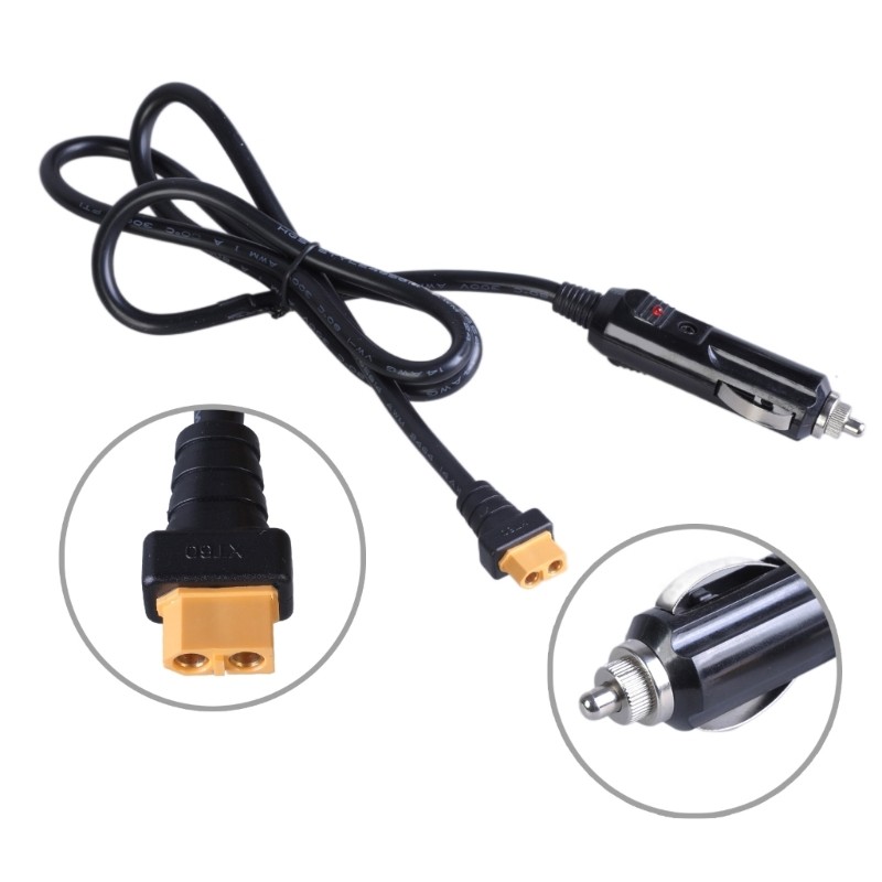 XT60 Extension Cable Female to Car Charger Male Plug 12V/24V Adapter for
