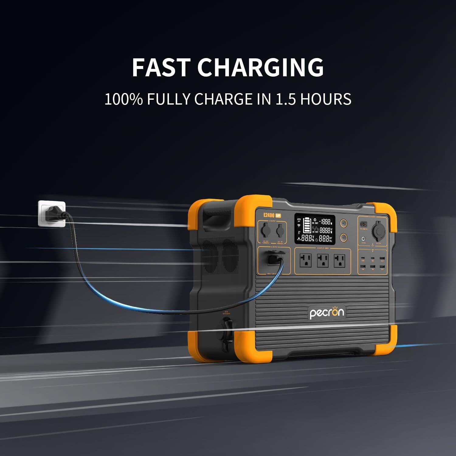PECRON Used E2400LFP Portable Power Station 2048Wh Lifepo4 Battery Backup 2400W