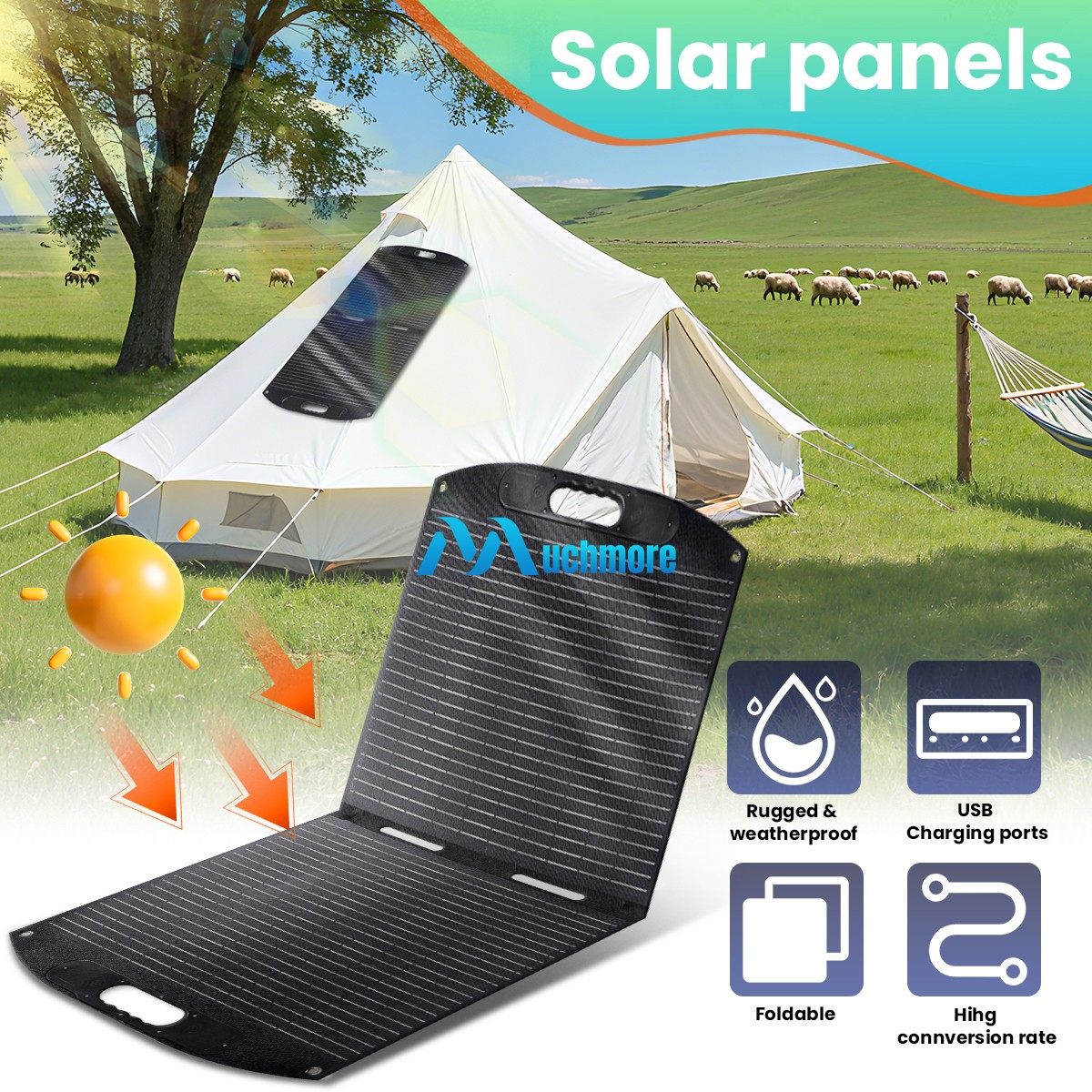 Foldable Solar Panel 100W 200W 400W Off-Grid Camping Charger Power Station RV