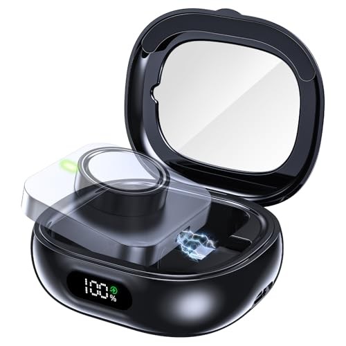 Portable Charging Case Compatible with Oura Ring Gen 4 & Gen 3, 2000mAh Black