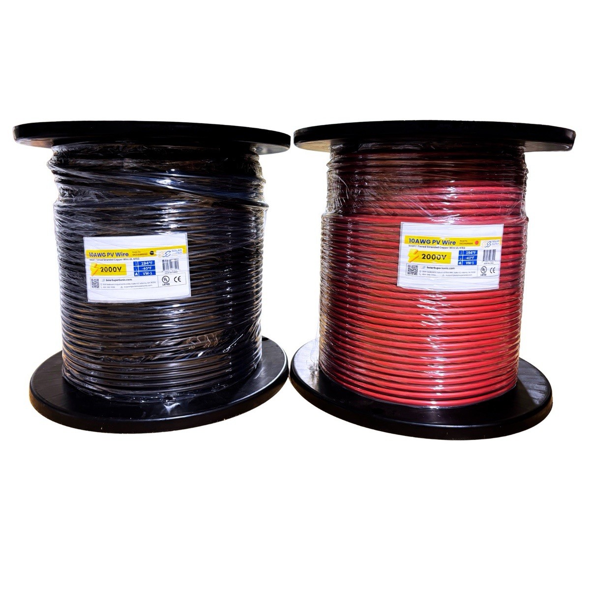 2000V PV Wire Tinned Stranded Copper – 8/10/12 AWG – Black/Red – 300 to 1000FT