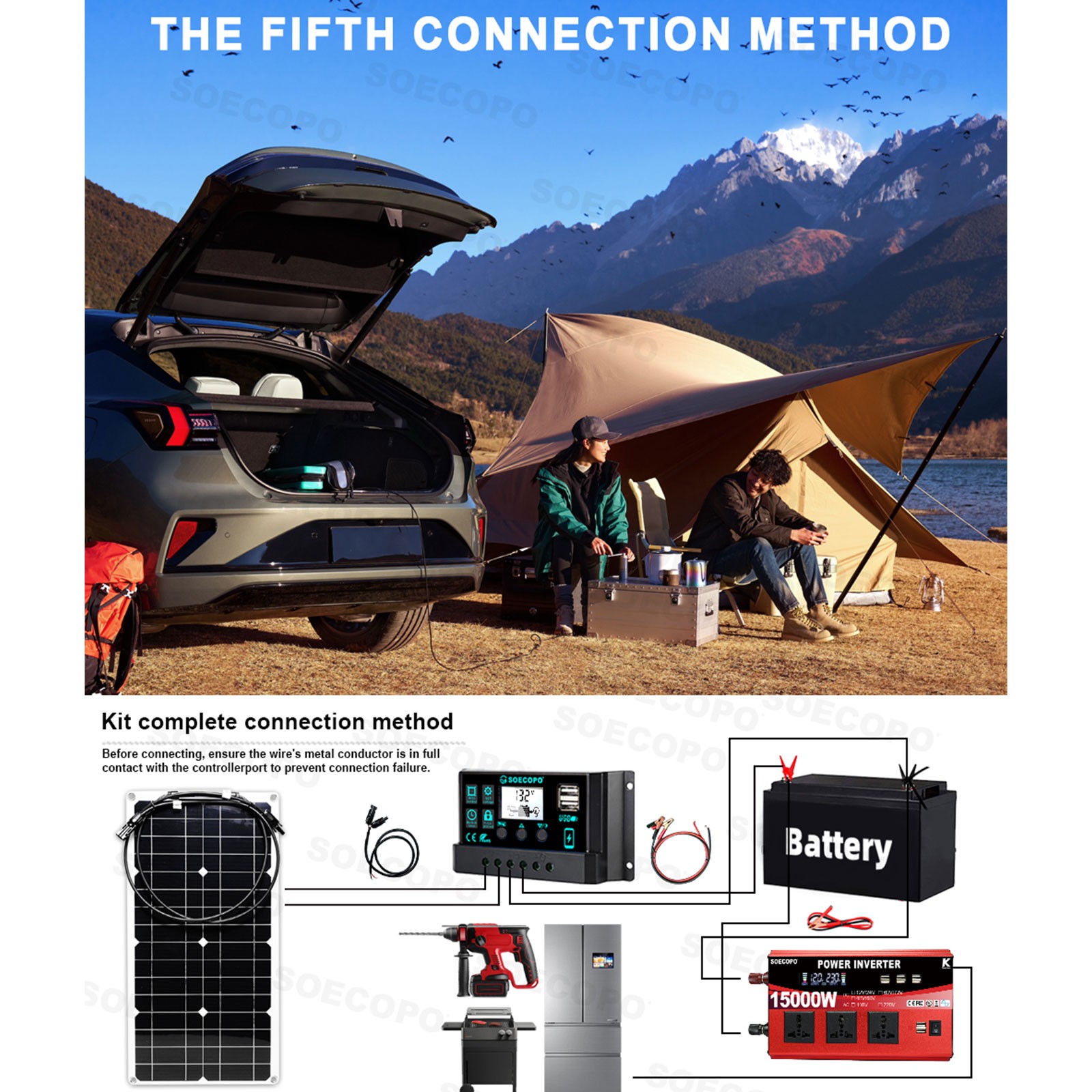 15000W Peak Solar System Kit Flexible Panel 100A Controller 12V/24V To 110V 220V