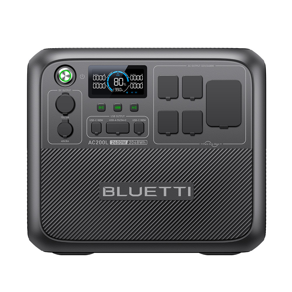 BLUETTI AC200L 2048Wh 2400W Portable Power Station+350W Solar Panel for Backup