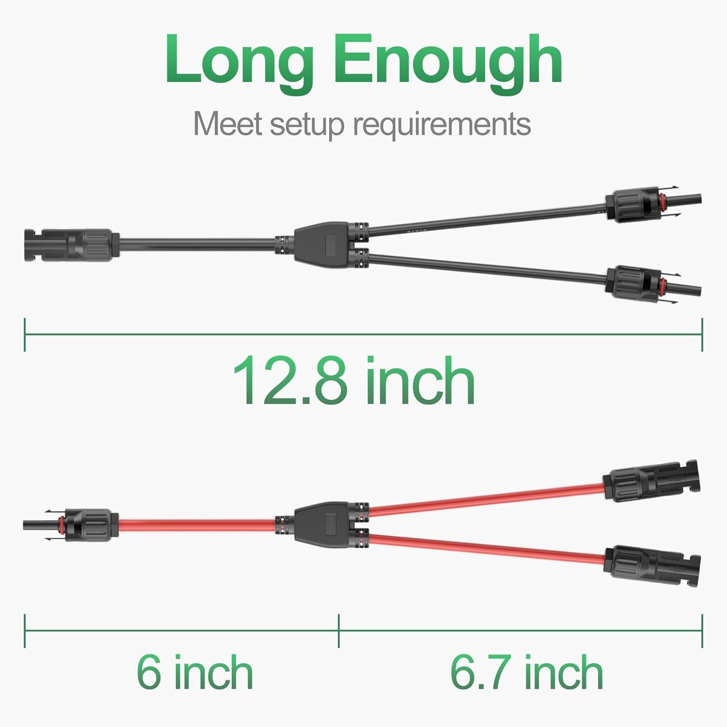2 Pairs Solar Connectors Y Branch Parallel Adapter Cable for Solar Panel 1 to 2