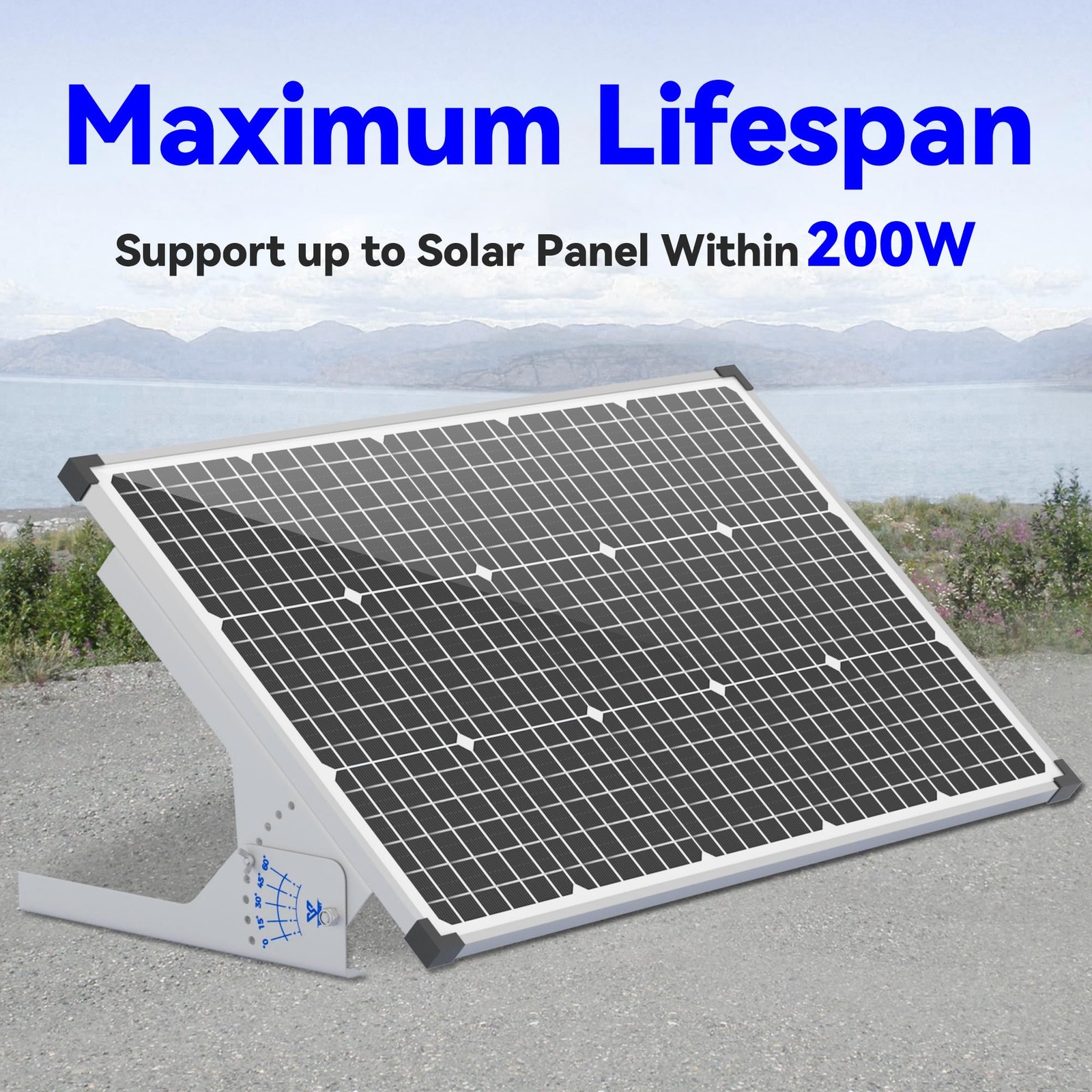 Solar Panel Mount Stand: 13.8in Immortal Steel Adjustable Angle Bracket – Rac…
