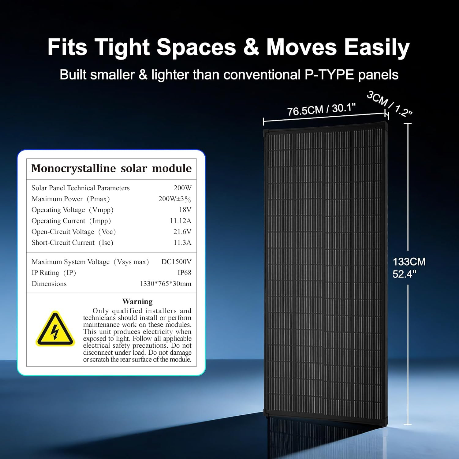 Solar Panels N-Type 16BB 200W Solar Panel, 200 Watt Solar Panel 18V A+ Monocryst