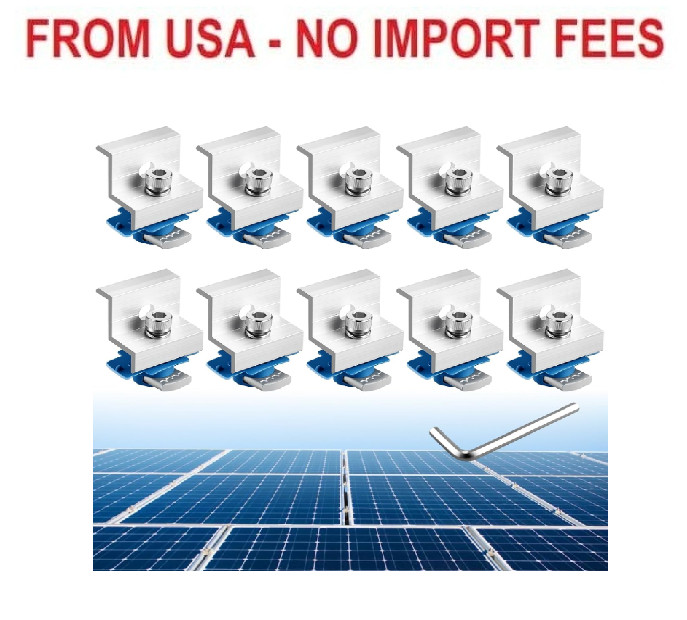 Anbte 10pcs Solar Panel End Clamp for Standard Unistrut, Aluminum 30mm/35mm Sola