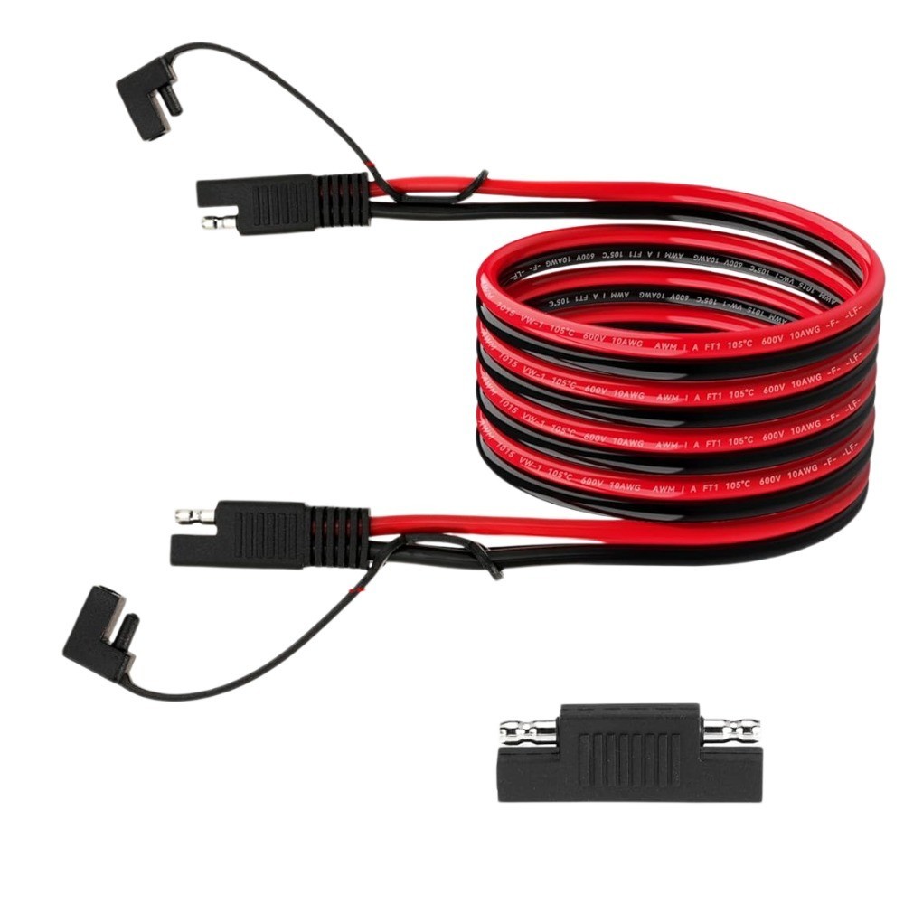 10AWG SAE Extension Cable 10FT with SAE Polarity Reverse Adapter for Solar Panel