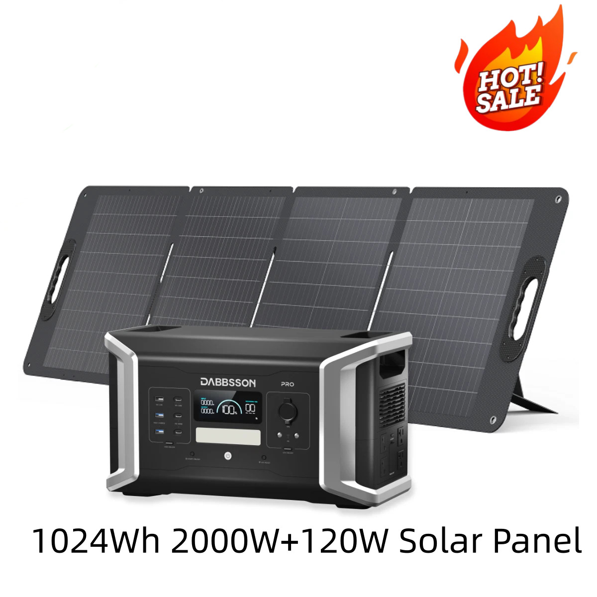 1024Wh 2000W Portable Power Station Solar Generator w/120W Solar Panel Dabbsson