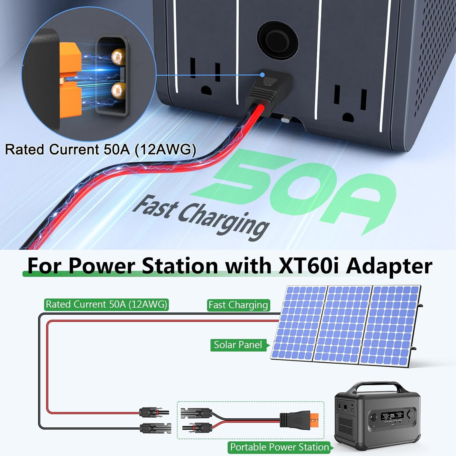 Vansdon Solar to Xt60I Extension Cable 12AWG 20FT Xt60I Female to Male Connector