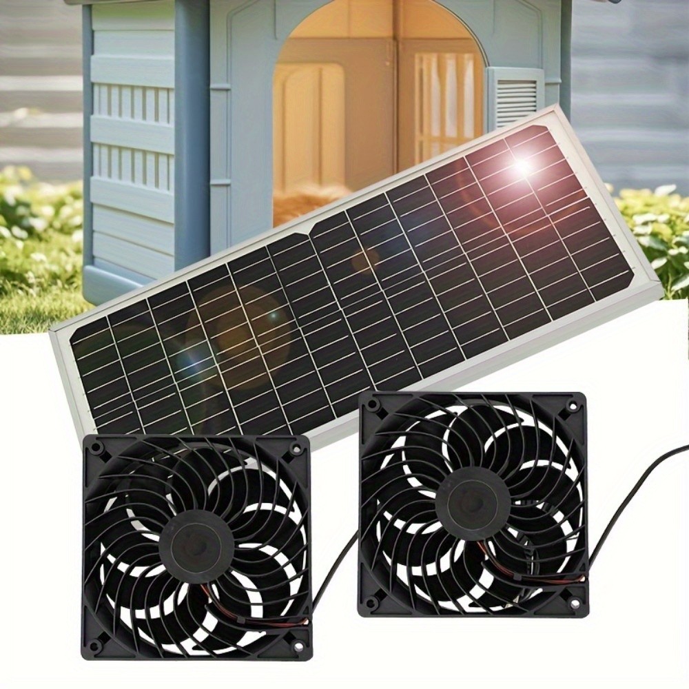 Solar Panel Fan Kit, Dual Fans, Removable Photovoltaic Module,