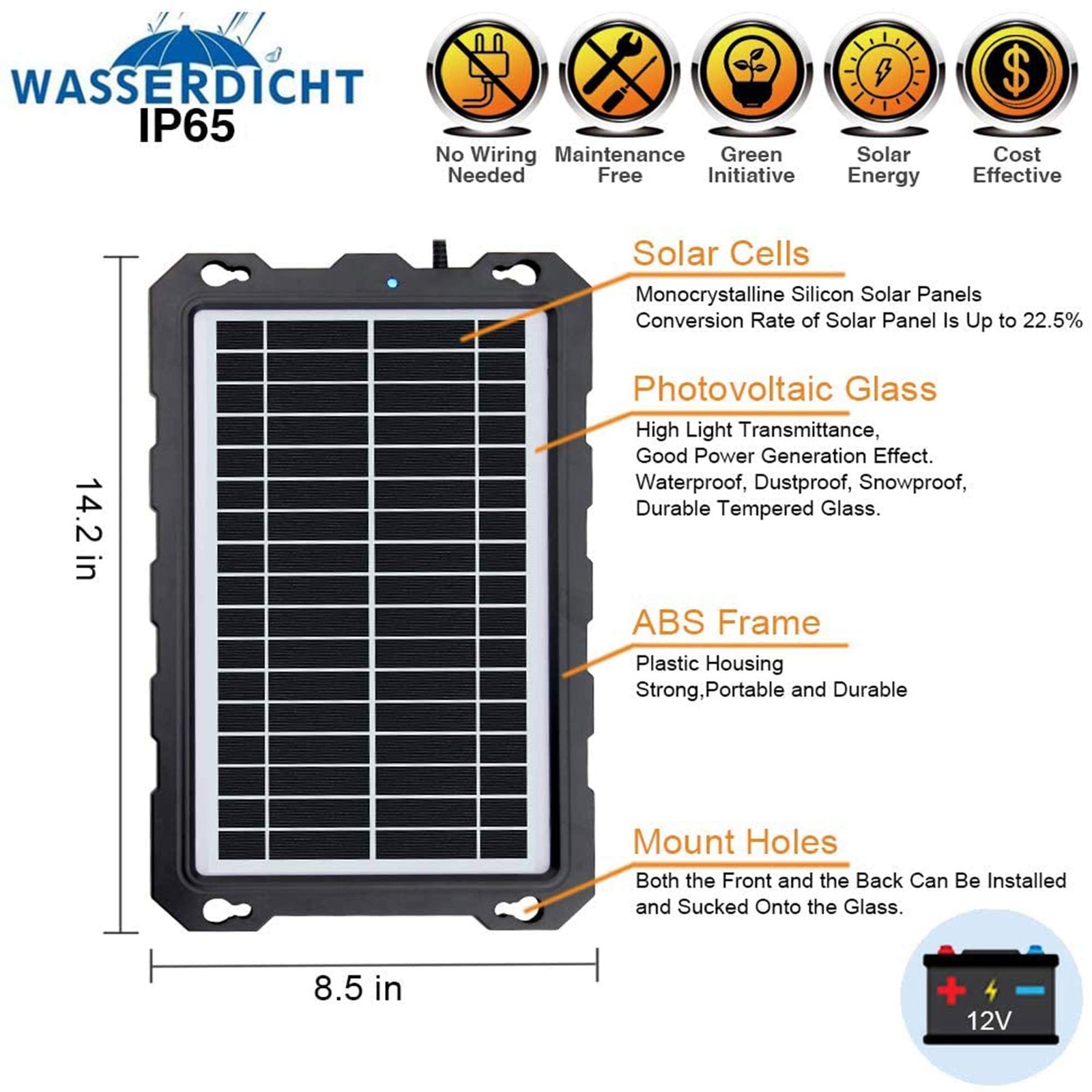 09.0w, Solar Powered Battery Chargers 9w