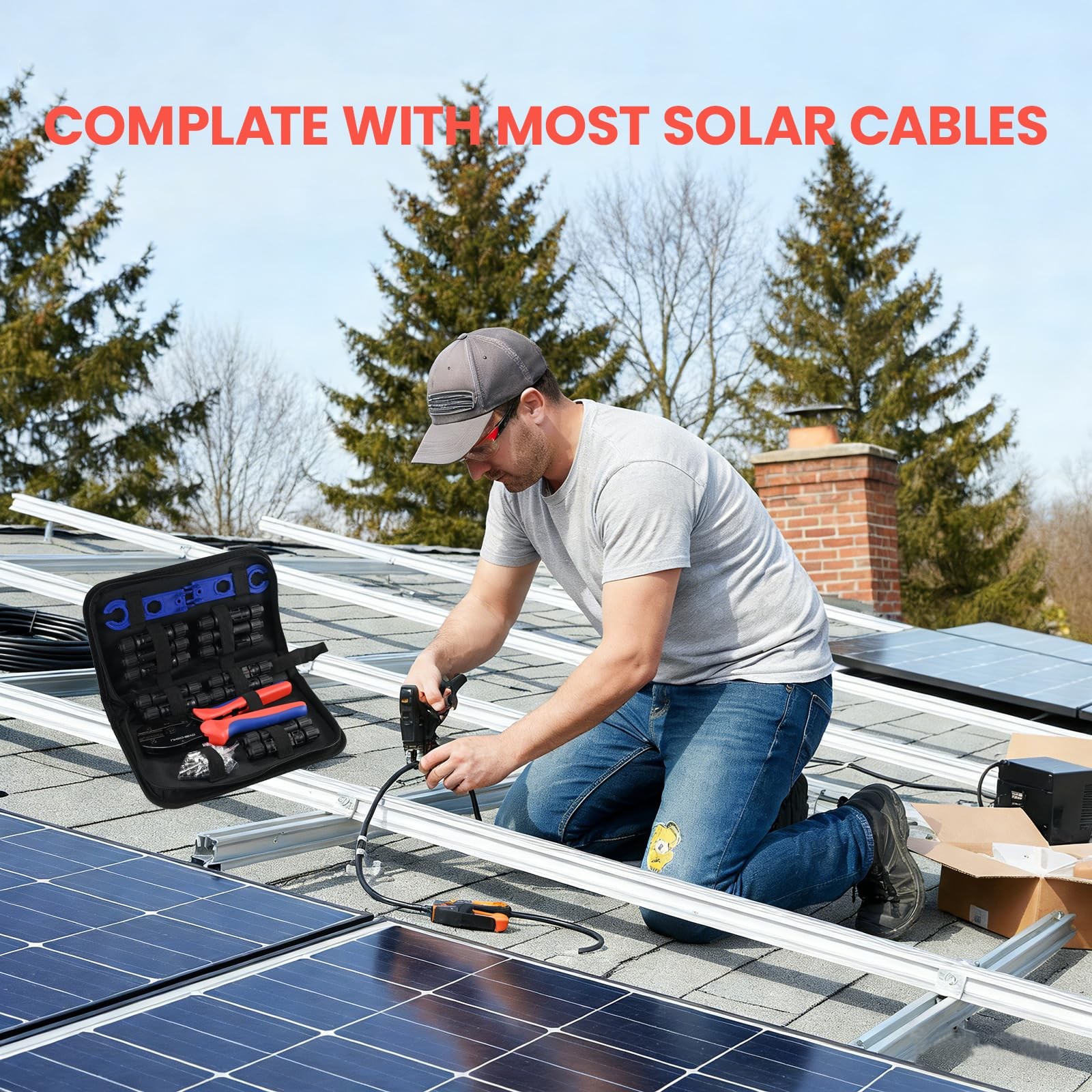 Solar Crimper Tool Kit with 12 PCS MC4 Connectors,2 Solar Connector Spanner W…