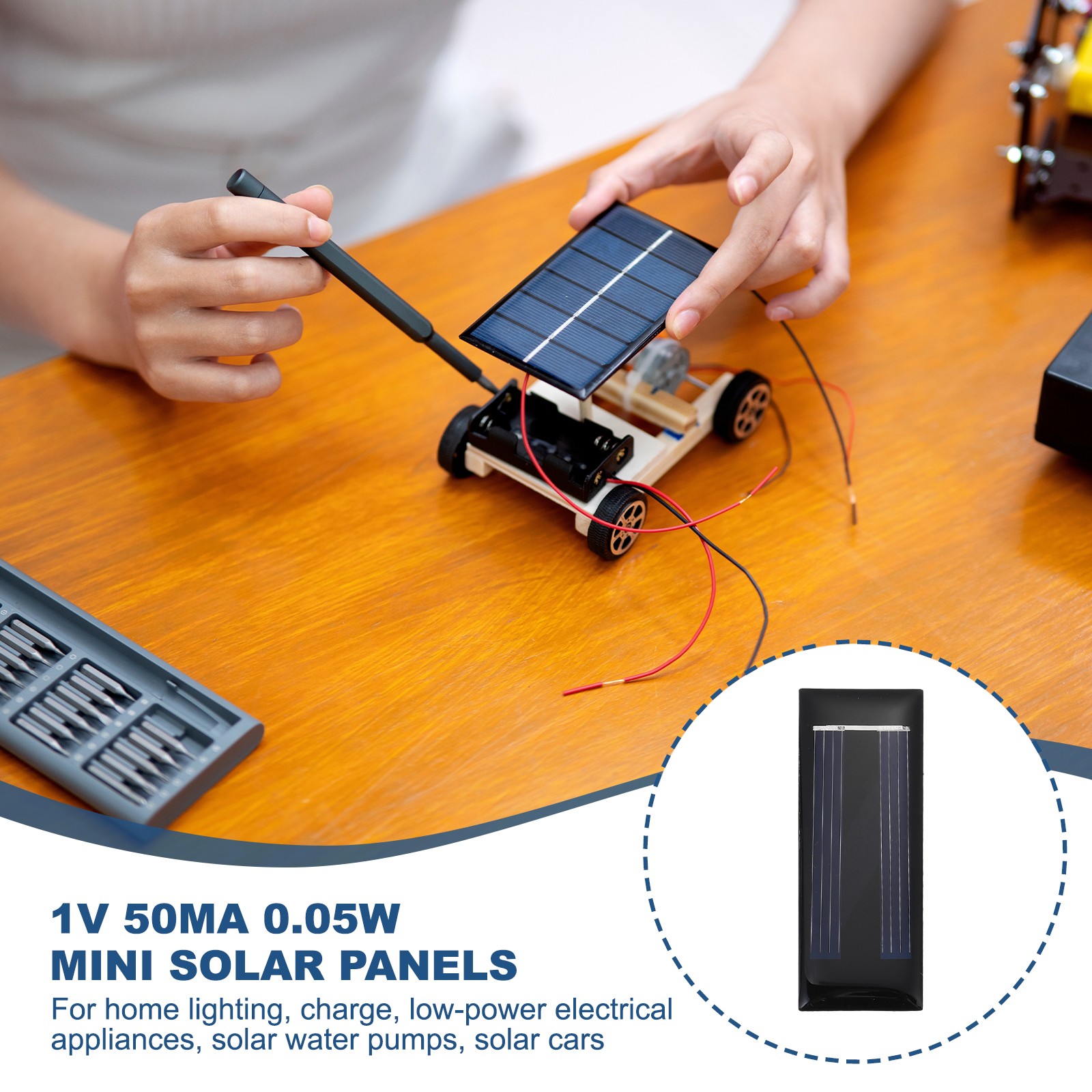 10pcs Mini Solar Panels 1V 0.05W 50mA, Photovoltaic Cells for Solar Energy