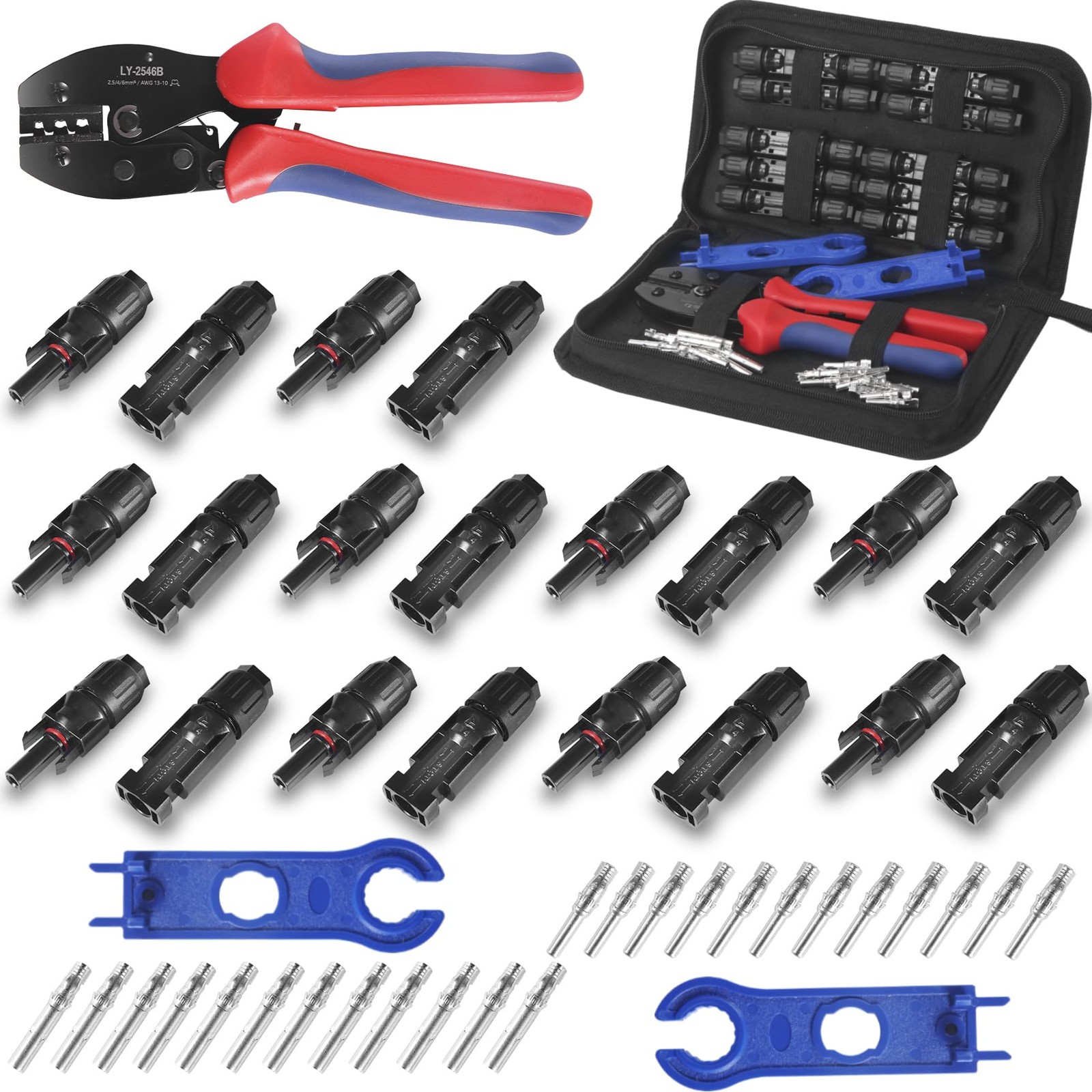 Solar Connector Kit 10 Pairs Crimper Spanners Waterproof HeavyDuty 1310AWG for