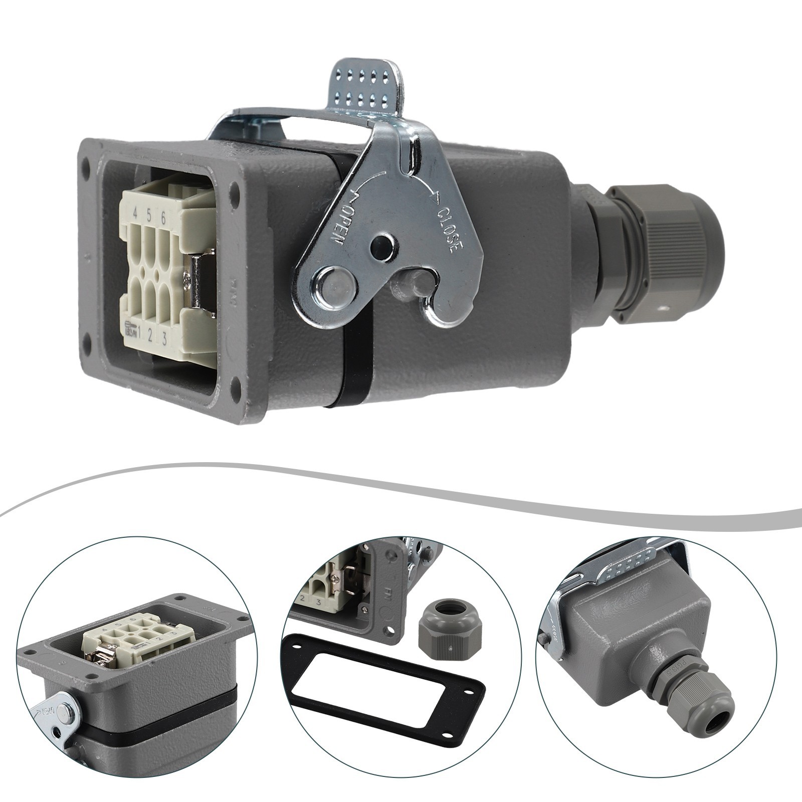 Reliable 6 Pin Industrial Rectangular Connector Resistant to Extreme Conditions