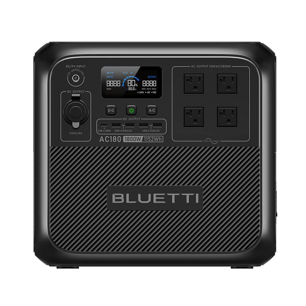 BLUETTI AC180 1152Wh 1800W Portable Power Station Generator for Outdoor Camping