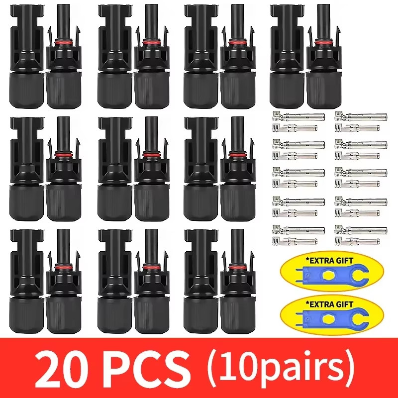600/400/200/100/10Pcs Solar Panels Connectors Kit, PV Plug 1000V DC 30A, for Pho