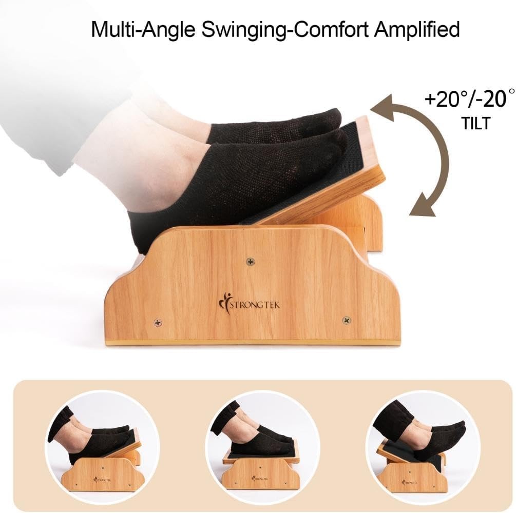 Ergonomic Rocking Foot Rest for Under Desk, Adjustable Foot Stool with Non-Sl…